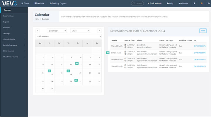 Integrated Booking Calendar